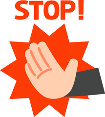 制止する手のマークとSTOPの文字