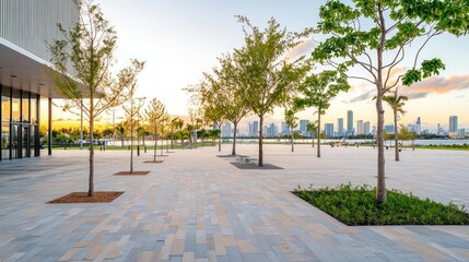Obraz premium Modern Urban Park At Sunset In Miami