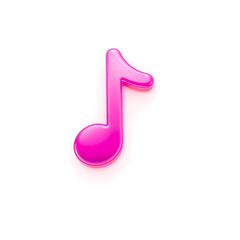 Glossy pink music note icon in a minimalistic digital style, perfect for multimedia projects. Generative AI