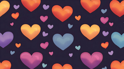 Colorful hearts pattern, romantic background, love, Valentine's Day
