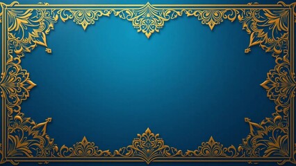Obraz premium Blue background with islamic golden color ornaments, free space for text