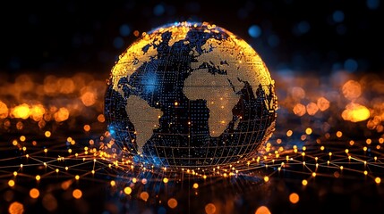 Digital Earth Network Globe, futuristic illustration
