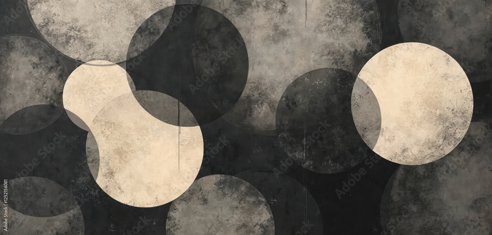 Aufkleber vintage charcoal painting in circular style with delicate hues blending in circle formations. illust