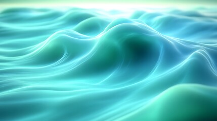 Obraz premium Abstract Teal Waves Flowing Gently Across a Digital Canvas