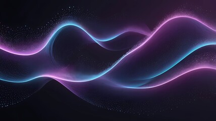 Obraz premium A mesmerizing abstract wave flows across the canvas, composed of vibrant, electric blue particles that appear to move in a synchronized dance