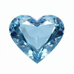 Fototapeta premium Sky blue heart shaped diamond isolated on transparent background. Brilliant gemstone for jewelry design, wealth, love, valentine day, wedding concepts.