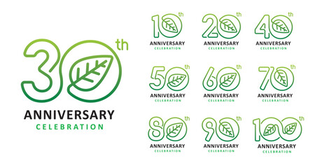Set of anniversary design leaf number