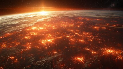 Earth ablaze with global fires, aerial view