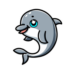 Cute Cartoon Dolphin Character for Kids Clip Art Illustration