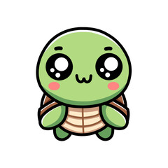 Cute Cartoon Bubbly Turtle Character Clip Art Illustration