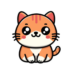 Cute Cartoon Cat Clip Art Illustration for Kids