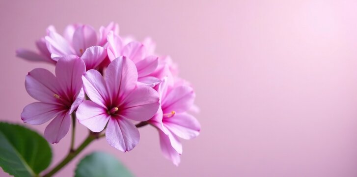 Delicate lilac petals on a light background of Royal Pelargonium Archie Pope branch, botanical garden,