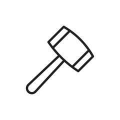 Wooden mallet icon Thin isolated logo