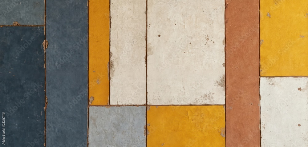 Aufkleber modern geometric colorful tile pattern with grunge texture. rectangles arranged into rustic surface,
