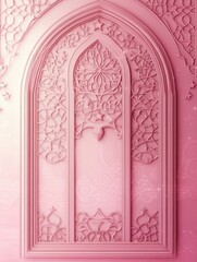 Elegant Pink Archway Intricate Design Islamic Architecture Wall Decor Pastel Background