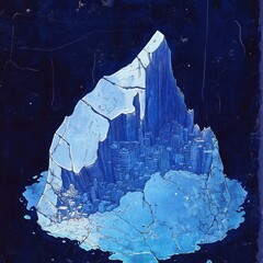 City encapsulated within a fractured and icy geological formation