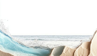 Fototapeta premium Tranquil Ocean Waves Crashing on a Soft Sandy Shoreline Scene