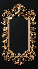 Ornate golden frame with intricate carvings against a dark background