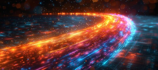 Fototapeta premium Abstract Circular Trails of Light Energy in Vibrant And Shimmering Background With Technology