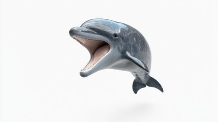 Fototapeta premium Playful Dolphin Jumping Out of Water with Mouth Wide Open