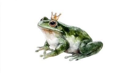 Obraz premium Royal Frog with a Crown for Whimsical Animal Art and Decor Watercolor