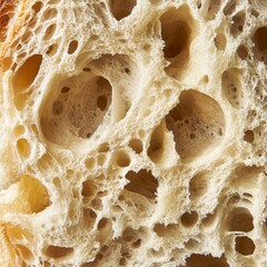 Close-up of Sourdough Bread Interior Texture and Structure