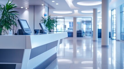 Modern bank interior with sleek design and customer service focus