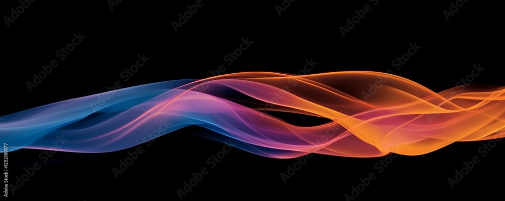 Poster abstract colorful wave of light on black background, dynamic movement concept