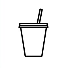 Obraz premium Outline illustration of a disposable paper cup with straw