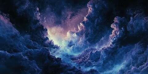 Obraz premium An ethereal depiction of space nebula with swirling vibrant clouds