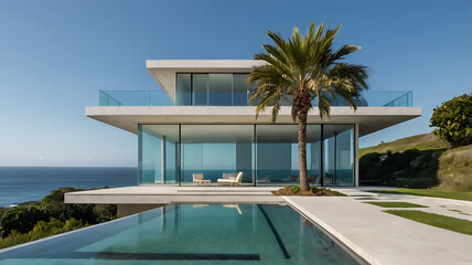 A Modern Minimalist Oceanfront Villa with Infinity Pool and Scenic Views