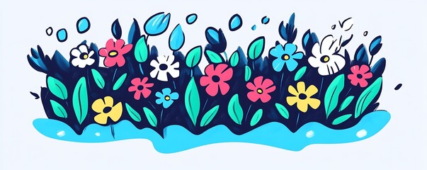 Naklejka premium Vibrant Floral Arrangement: A Colorful Springtime Bouquet of Flowers and Leaves