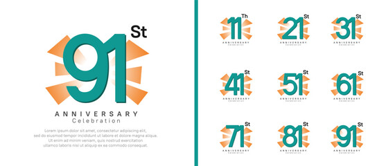 anniversary logo set. vector design green color can be use for celebration moment
