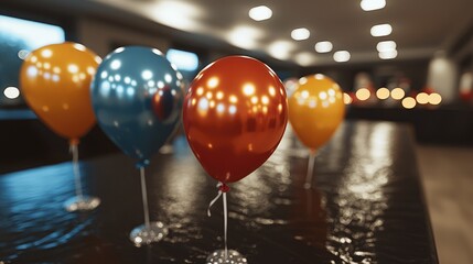 Naklejka premium Colorful balloons on table at event