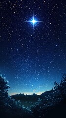 Fototapeta premium Starry night with prominent star over dark trees