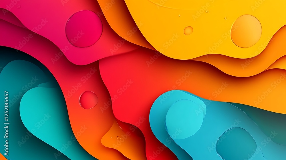 Poster Abstract Colorful Wave Pattern Design With Circles