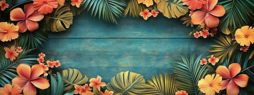 Tropical Luau Invitation Template Vintage Tiki Design Floral Elements for Party Celebration Decor Backgrounds
