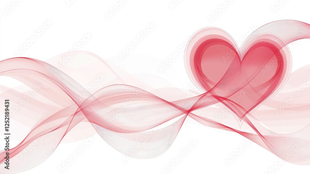 Aufkleber abstract heart shape with soft red waves on a white background