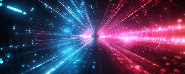 Futuristic Abstract Digital Data Background with High-Speed Motion and Neon Light Streaks