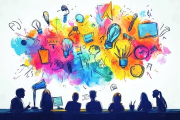Creative brainstorming session with team members and vibrant ideas
