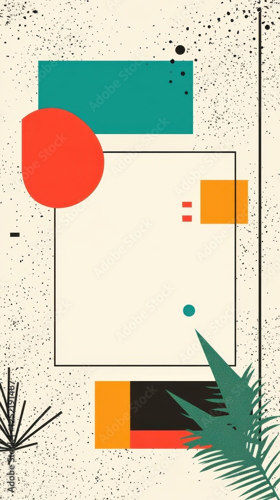 Poster geometric shapes create a colorful and abstract retro design