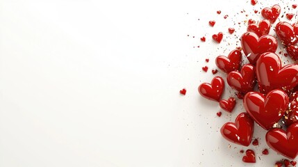 Overflowing Red Hearts on White Background for Romantic Themes