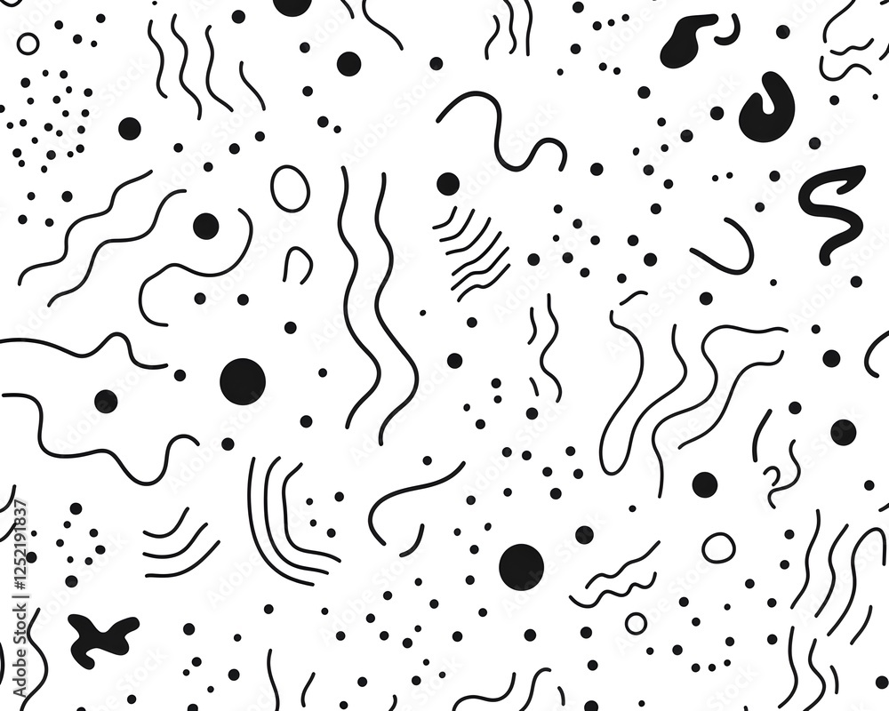 Poster abstract black and white line and shape pattern