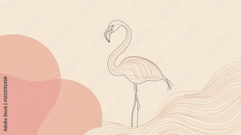 Poster A minimalist flamingo vector with simple lines and soft pastel tones, perfect for branding. 