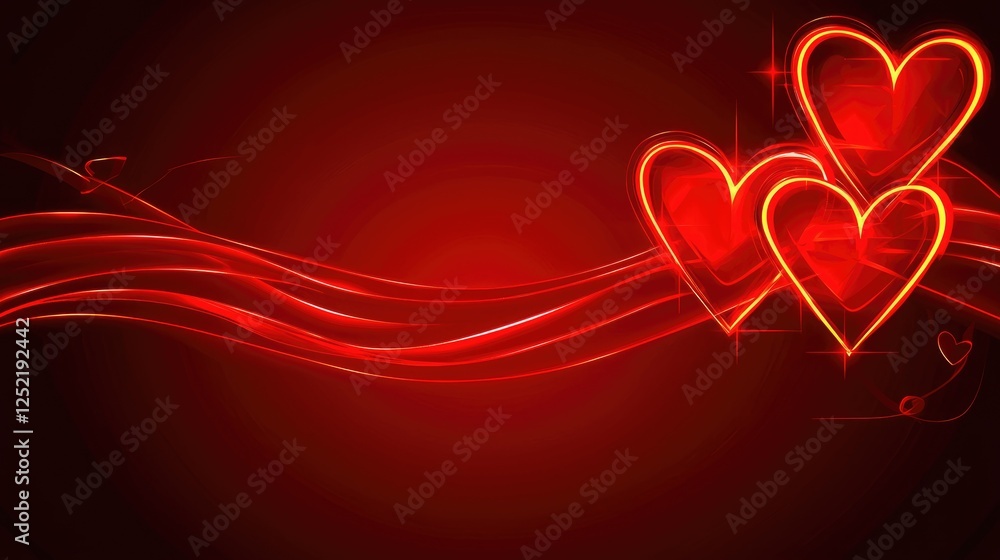 Aufkleber red heart background with smooth waves and sparkling effects