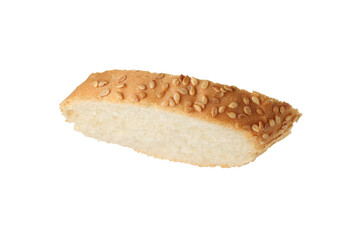 Piece of fresh baguette isolated on white