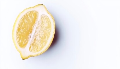 Freshly Cut Lemon Half on White Background for Culinary Use