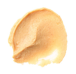 Sample of tasty nut butter isolated on white, top view