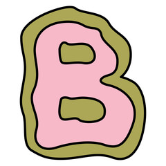 retro B letter transparent background