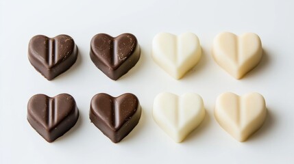 Obraz premium Heart-Shaped Chocolate Confections in White and Dark Varieties